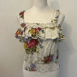 House of Harlow 1960 Helena Ivory floral blouse Size S New